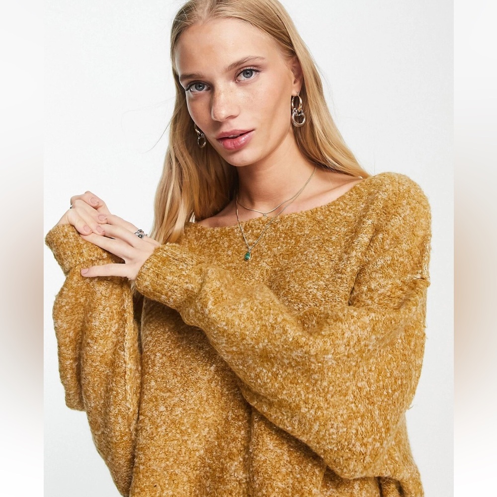Free People Moira Honeycomb Wool Blend Sweater Slouchy Oversized Tunic Sz Small - Picture 13 of 13